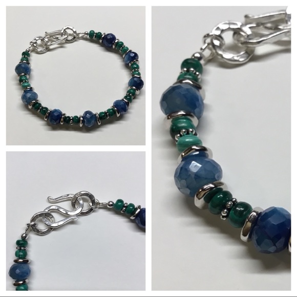 NEW! 🌹Mystic Blue Moonstone/Malachite Bracelet - Picture 2 of 4